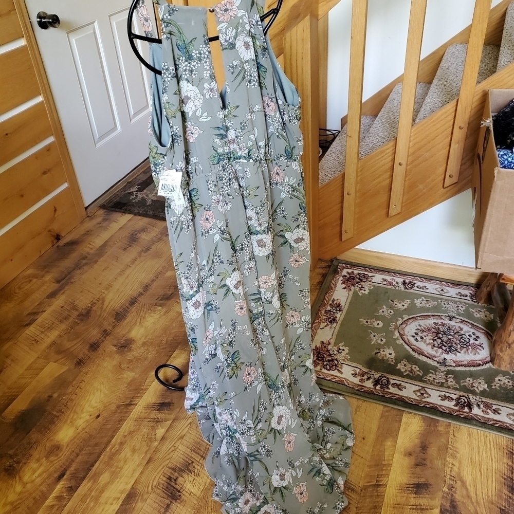 Speechless Sage Floral Sleeveless Maxi Lined Sz. XL‎ Dress - Picture 7 of 11
